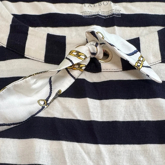 Talbots Navy and Cream Striped Top - Picture 3 of 4